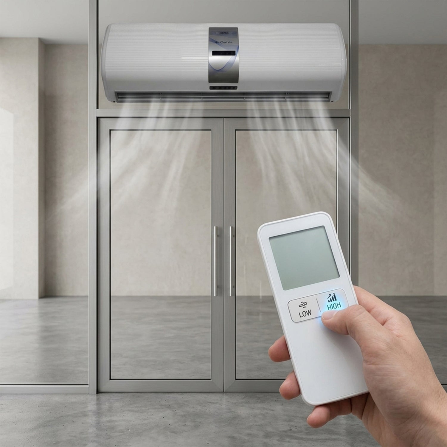 ABE 5 Air Curtain with Sensor & Remote Smart Sensor-Based Air Curtains with Remote Control for Energy-Efficient Entrances