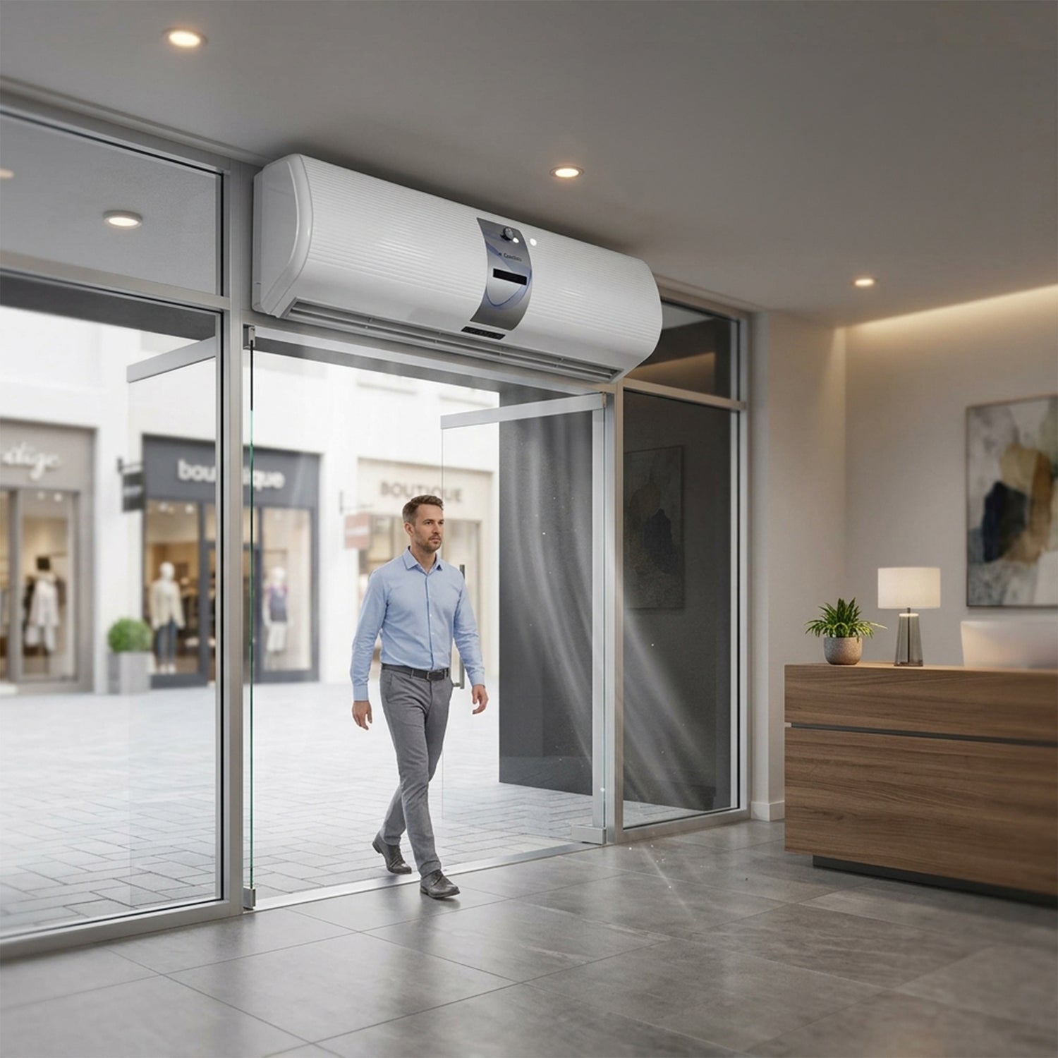 Image of ABE 3 Air Curtain with Sensor & Remote Smart Sensor-Based Air Curtains with Remote Control for Energy-Efficient Entrances