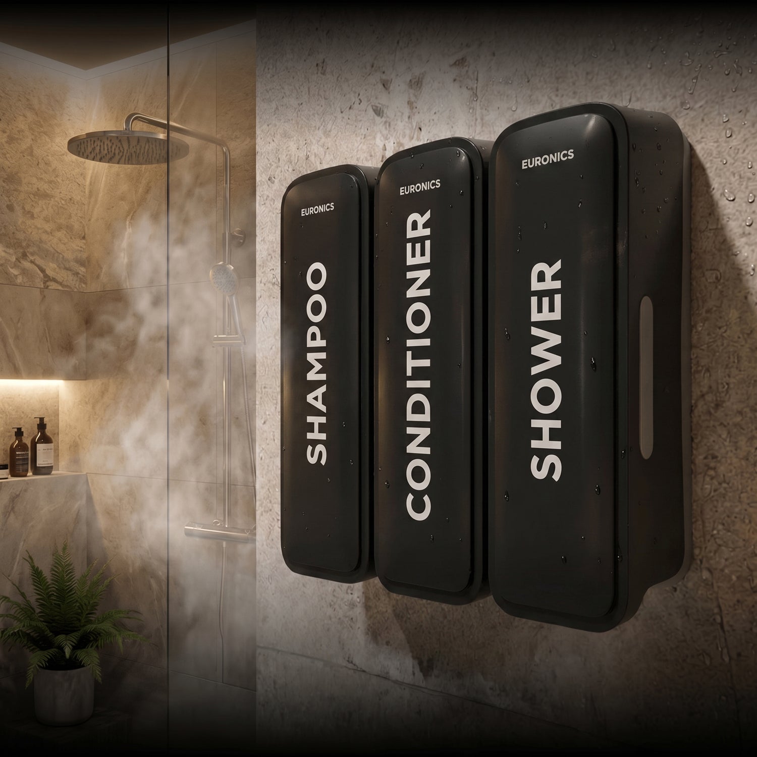 Image of EA53 — Triple Dispenser Three-Compartment Soap Dispenser for High-Traffic Commercial Washrooms