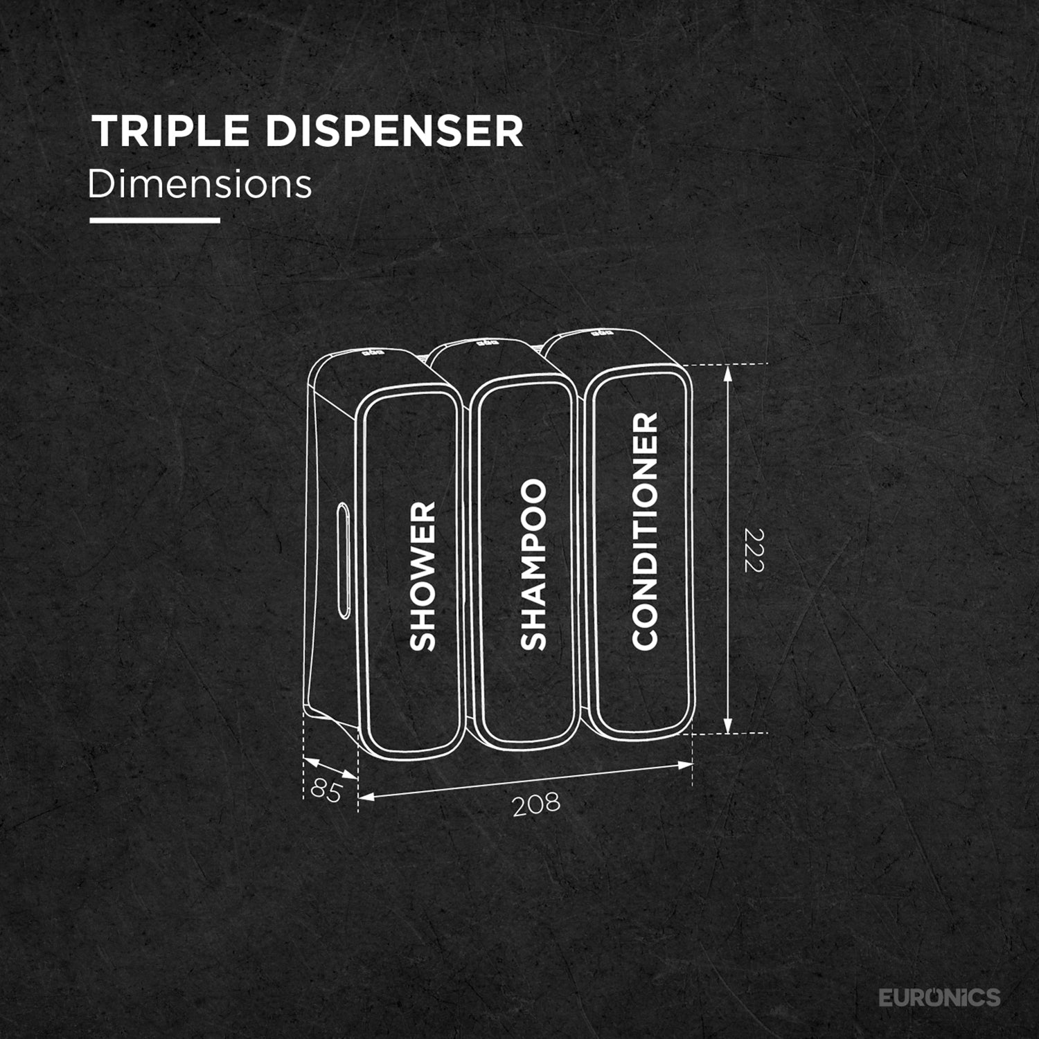 EA53 — Triple Dispenser Three-Compartment Soap Dispenser for High-Traffic Commercial Washrooms
