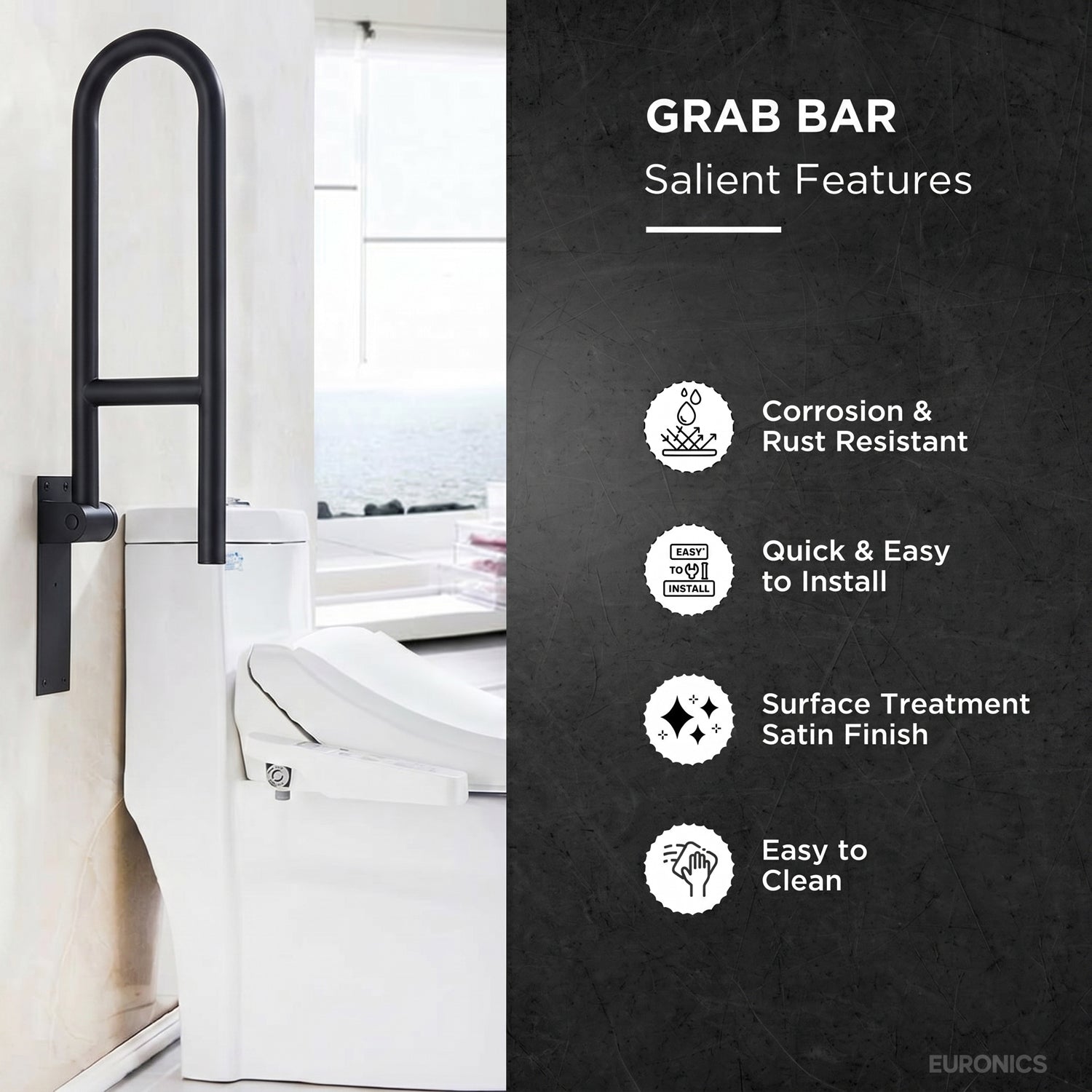 Image of EGRS02 Swing-Type Stainless Steel Grab Bar for WC Areas