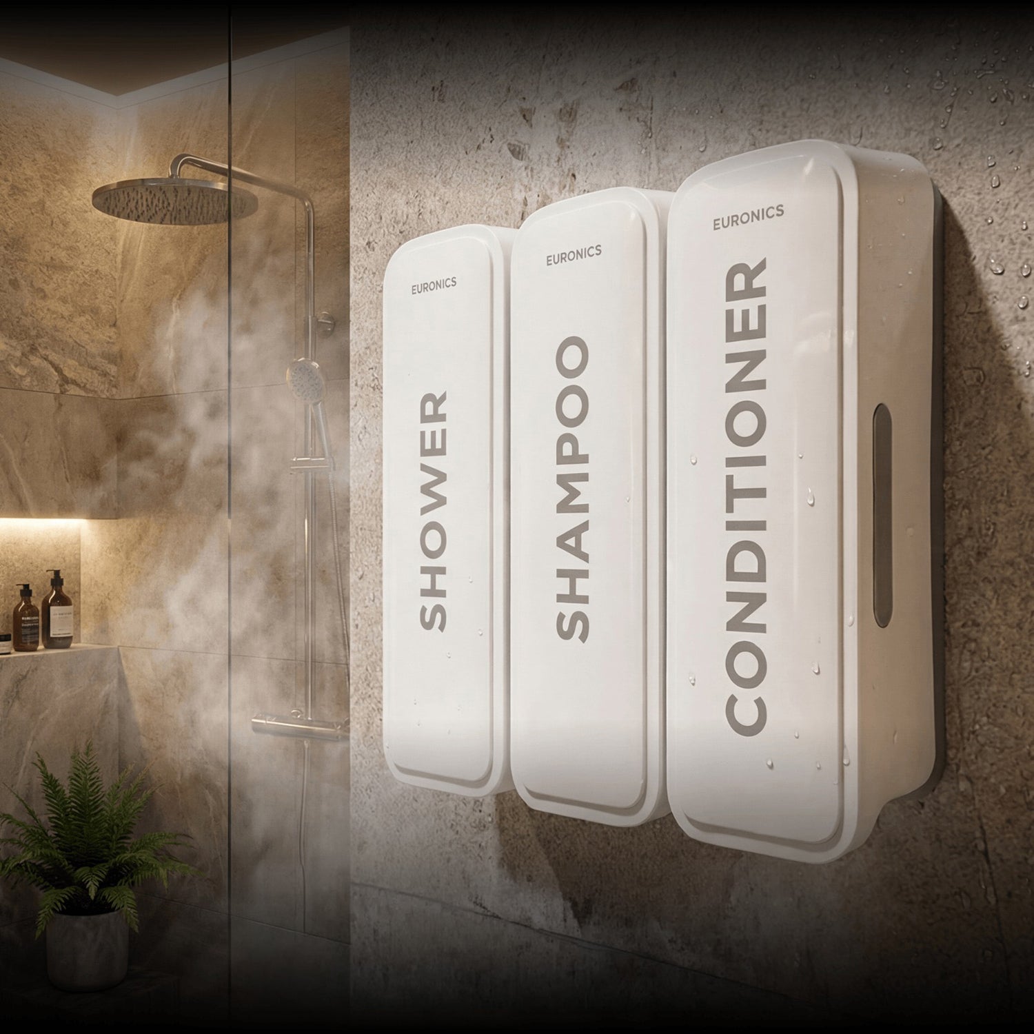 Image of EA53 — Triple Dispenser Three-Compartment Soap Dispenser for High-Traffic Commercial Washrooms