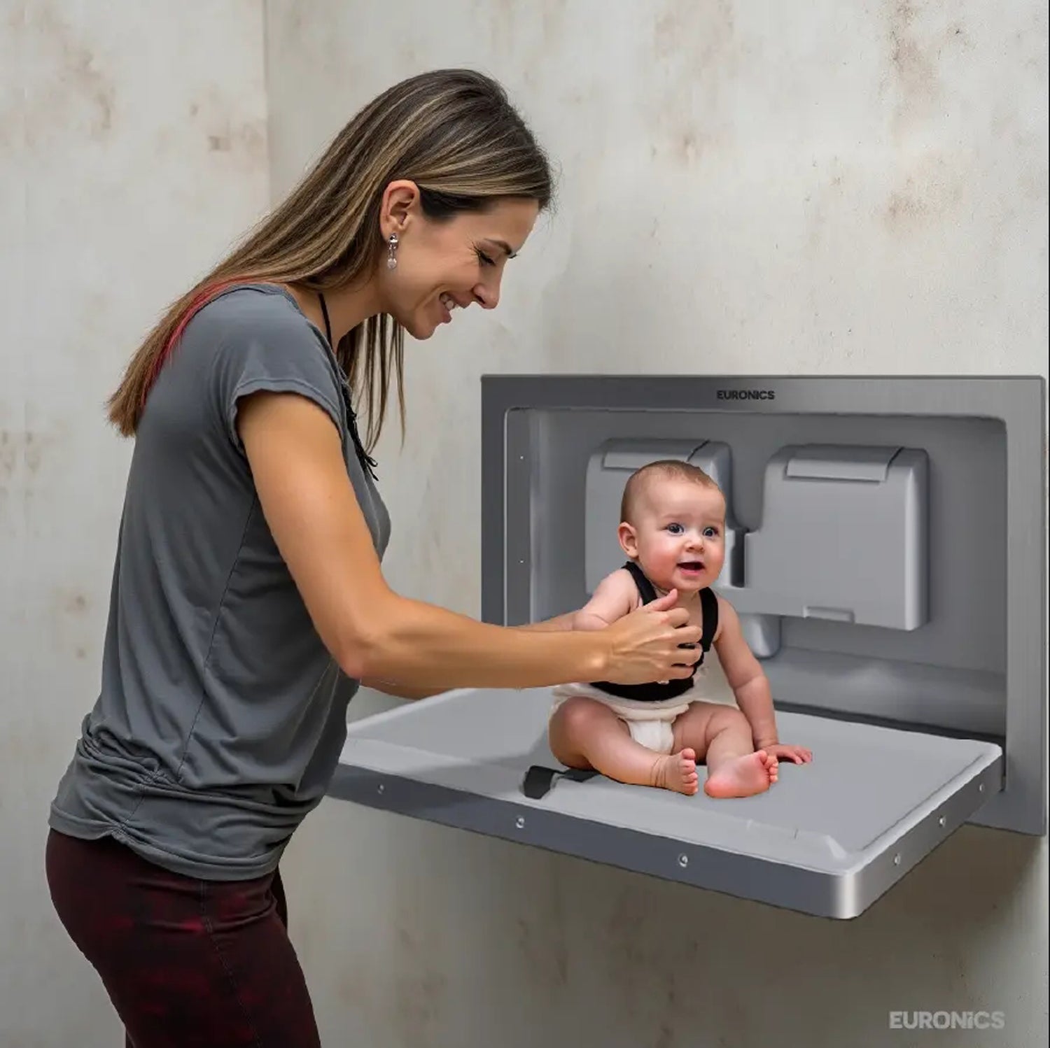 Image of EDC4R Baby Diaper Changing Station (Recessed) Recessed Stainless Steel Baby Diaper Changing Station for Commercial Washrooms