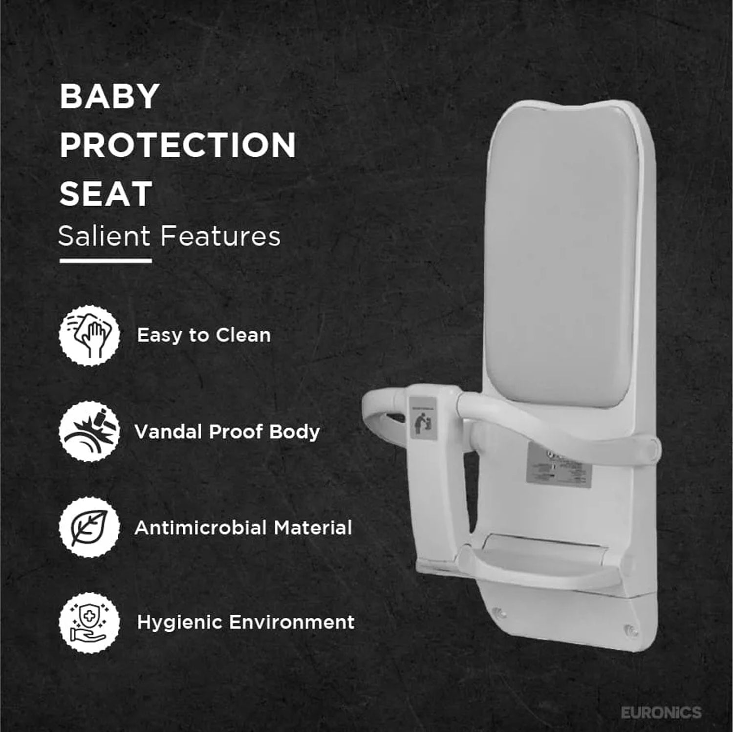 EDC5W Baby Protection Seat Wall-Mounted Baby Protection Seat for Commercial Washrooms
