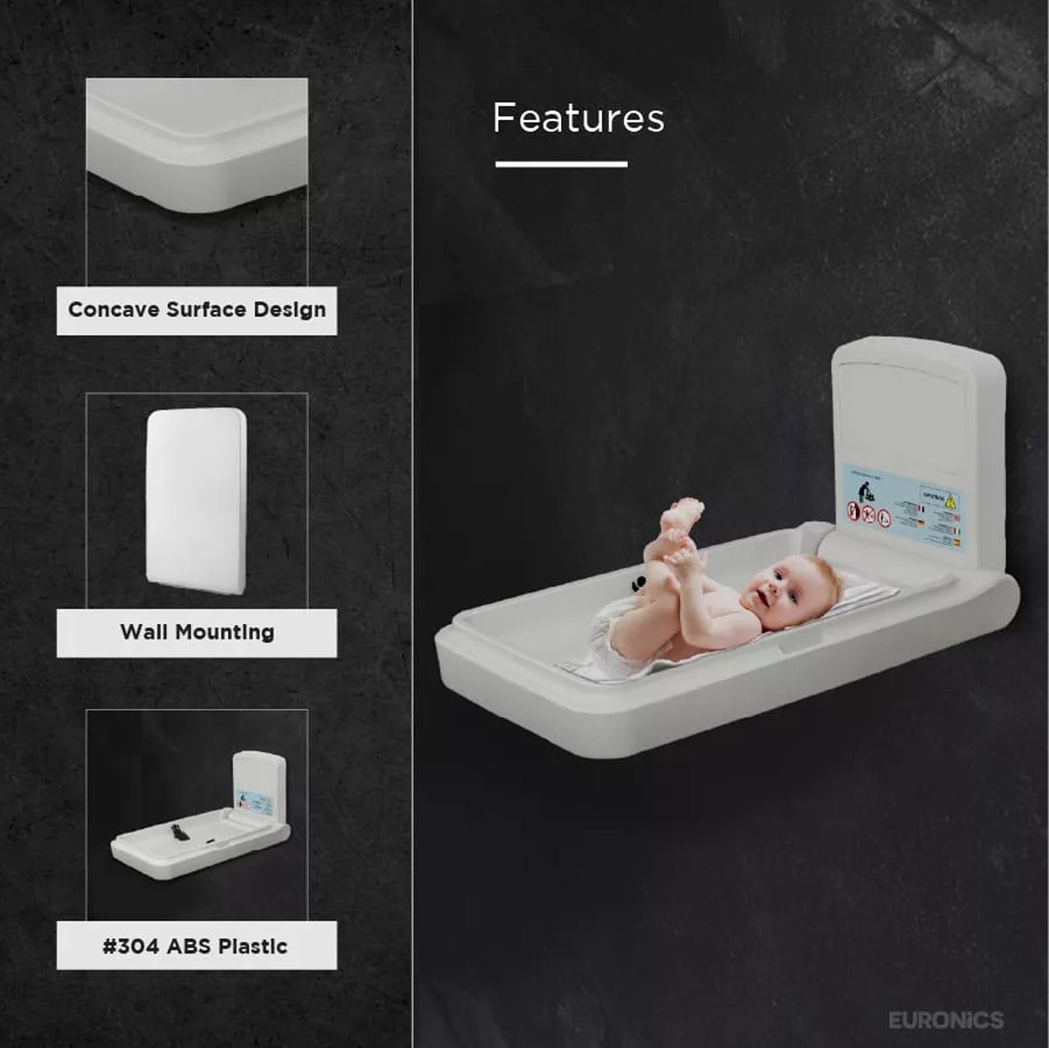 Image of EDC6V Baby Diaper Changing Station Heavy-Duty ABS Baby Diaper Changing Station for Commercial Washrooms