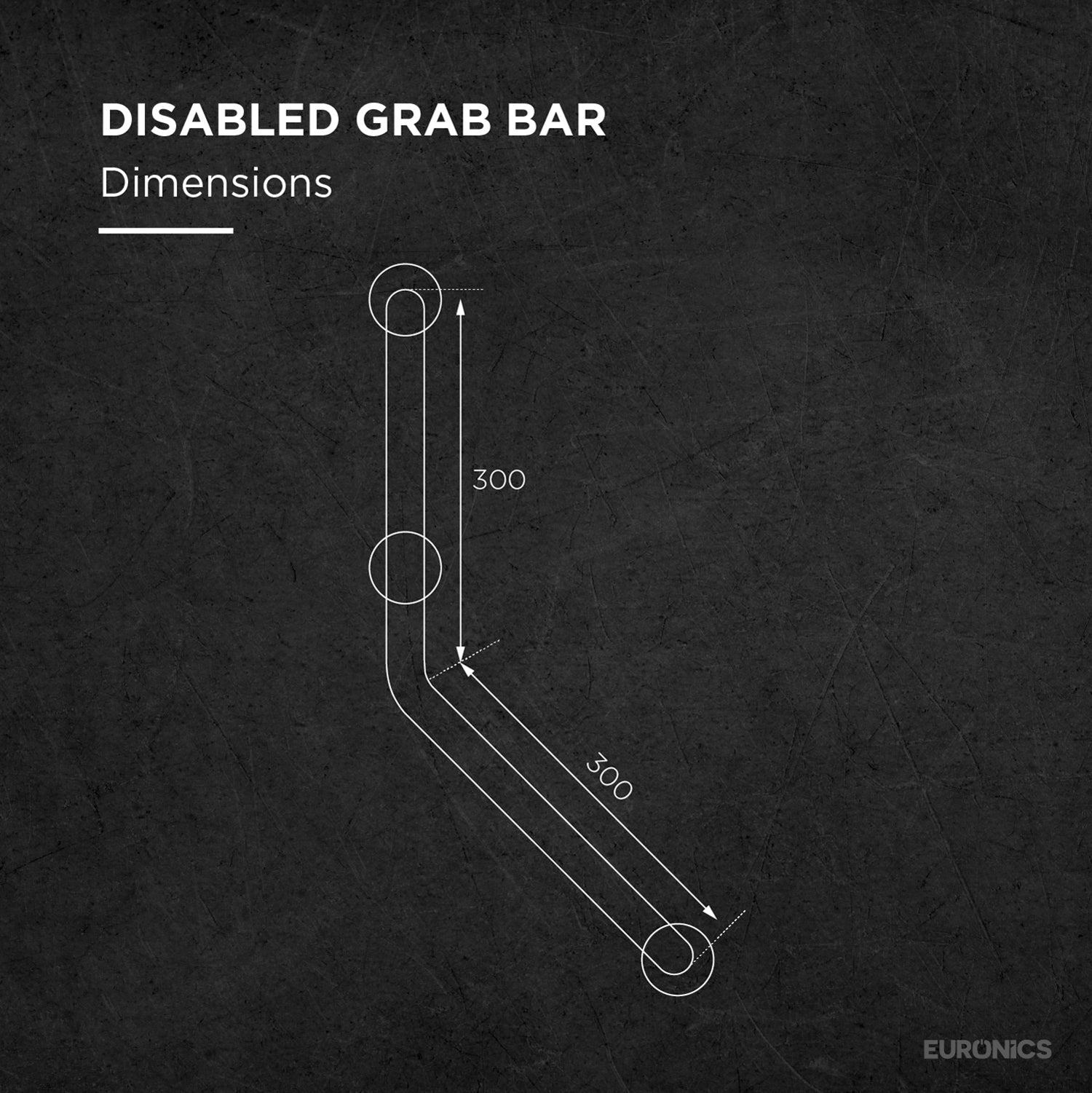 EGR15 Compact Stainless Steel Disabled Grab Bar for WC Areas