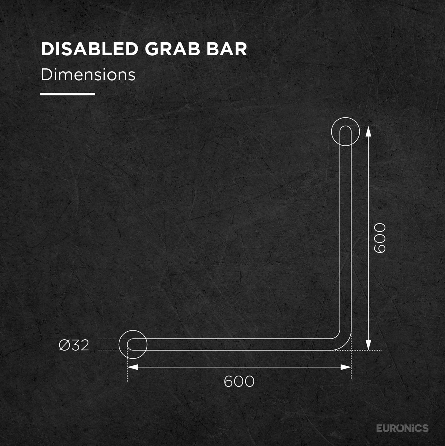 EGR18 Reverse L-Shaped Stainless Steel Disabled Grab Bar for WC Areas