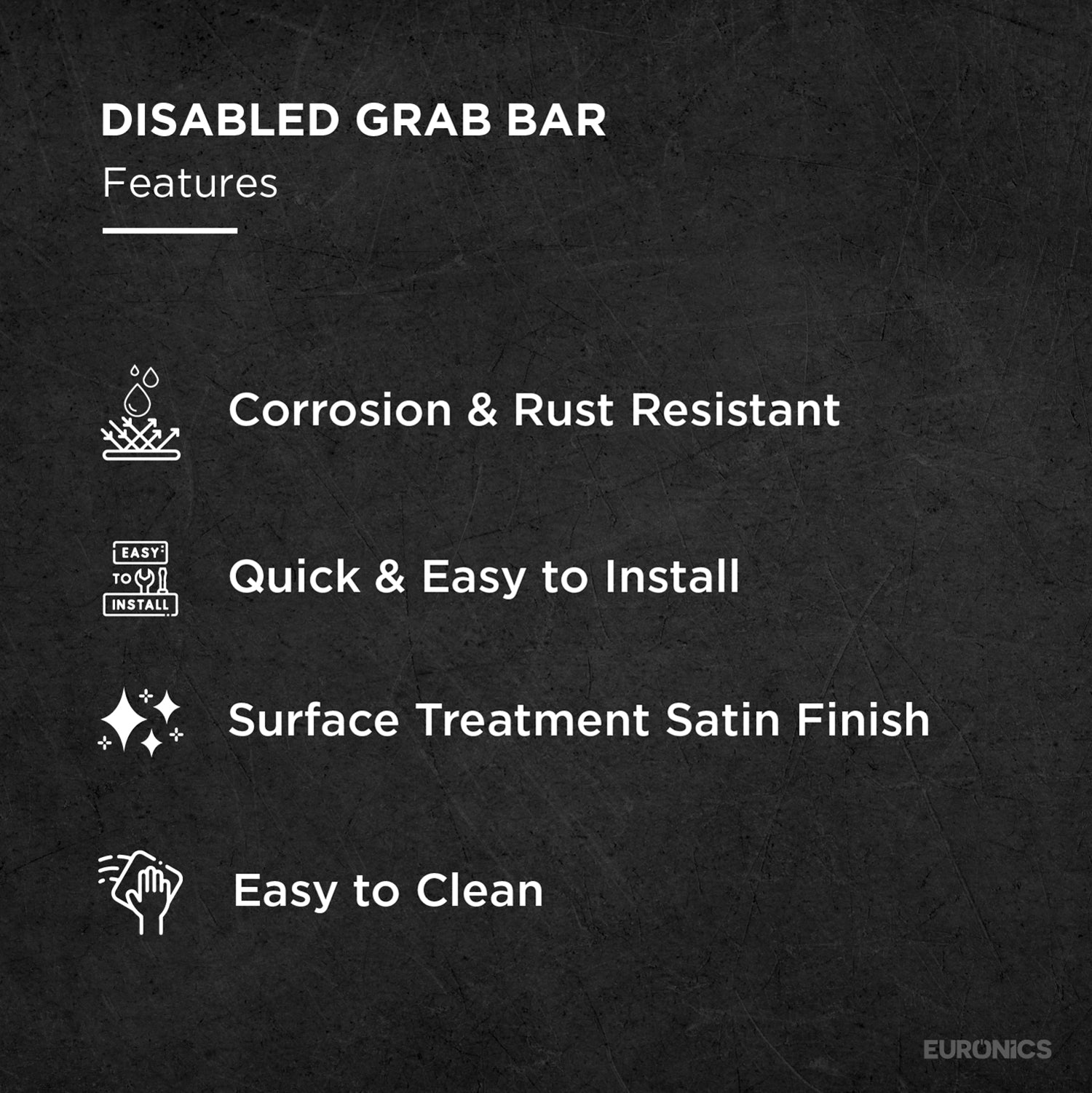 Image of EGR18 Reverse L-Shaped Stainless Steel Disabled Grab Bar for WC Areas