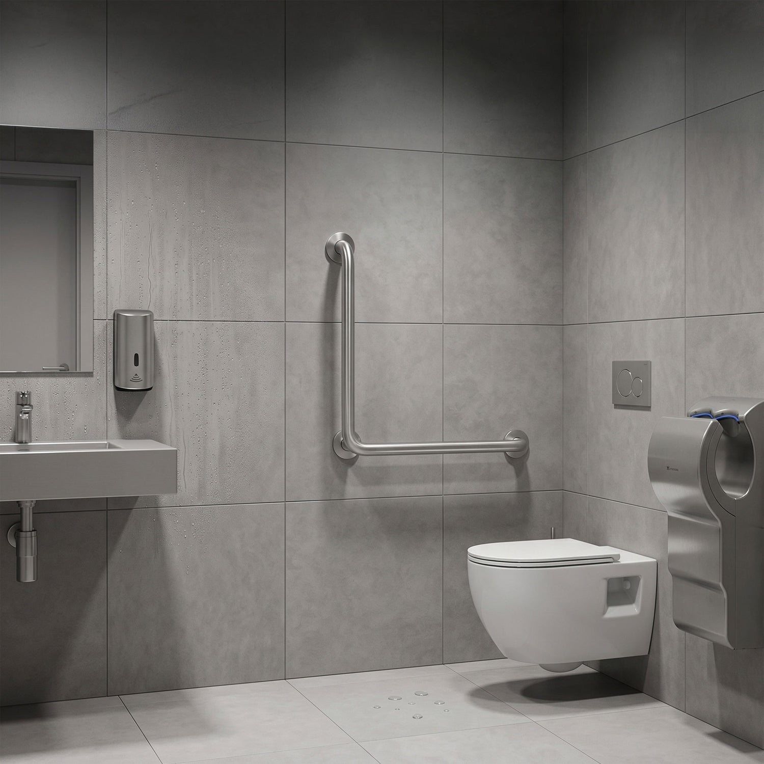 EGR18 Reverse L-Shaped Stainless Steel Disabled Grab Bar for WC Areas