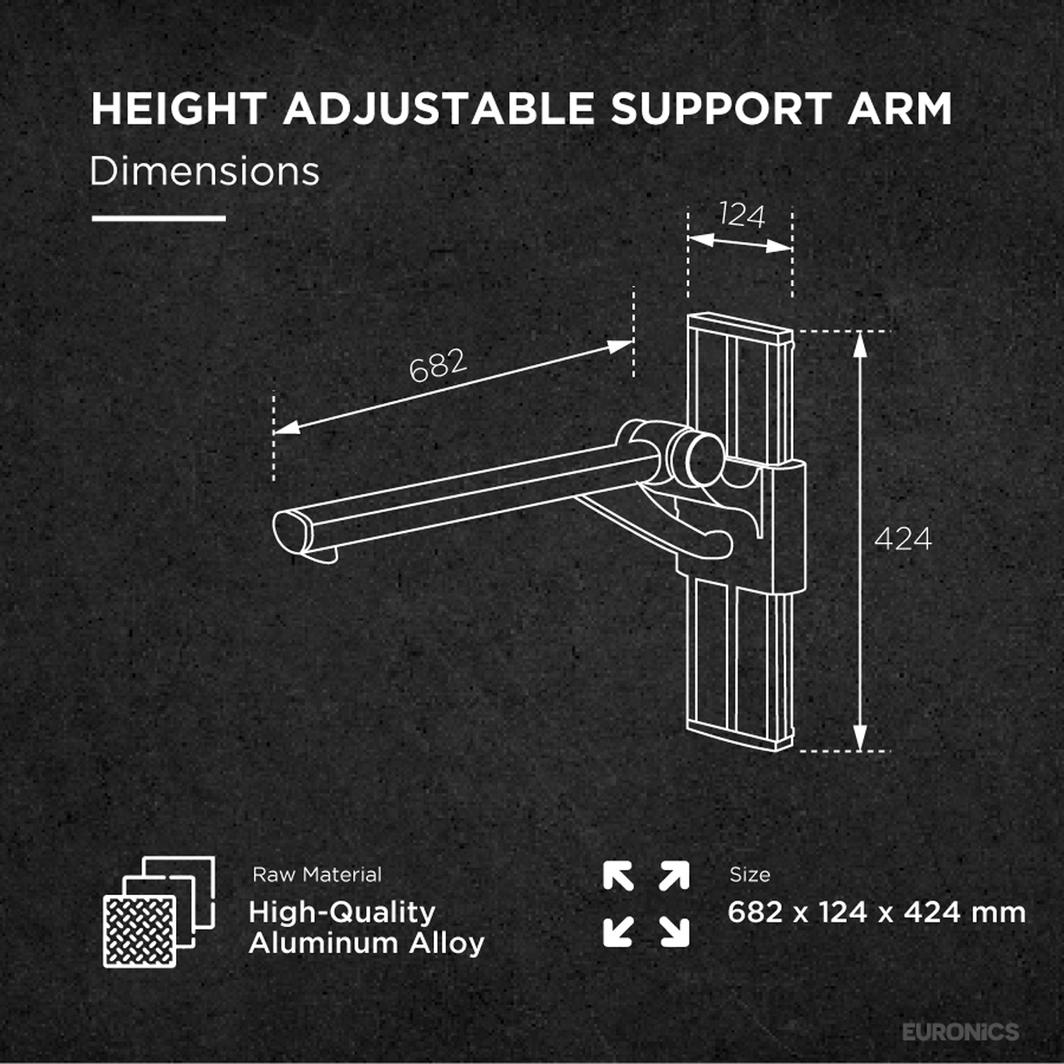 Egrm11H Foldable & Height-Adjustable Wall-Mounted Support Arm