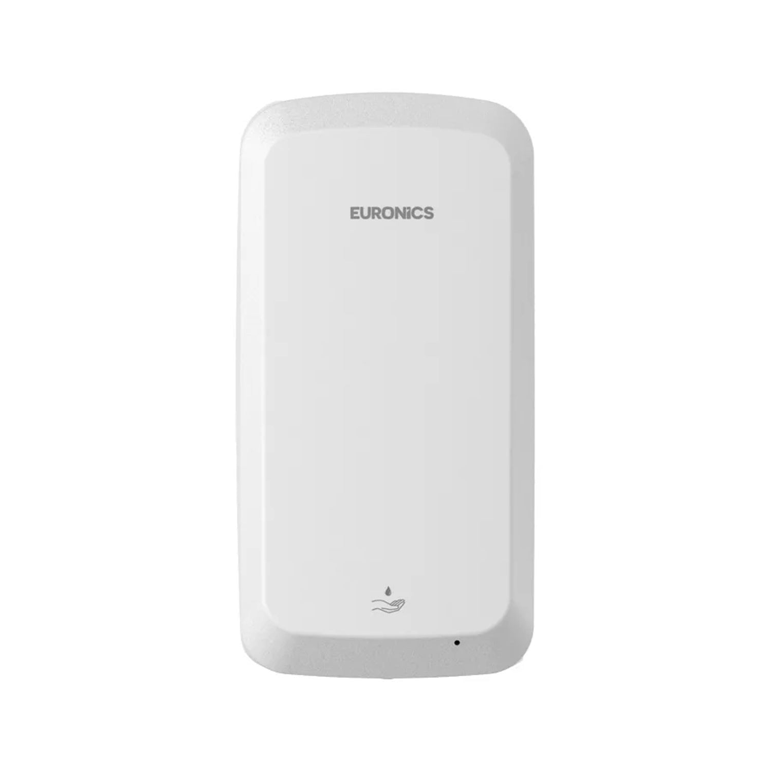 Image of White Euronics automatic soap dispenser for hygienic washroom use with touchless sensor