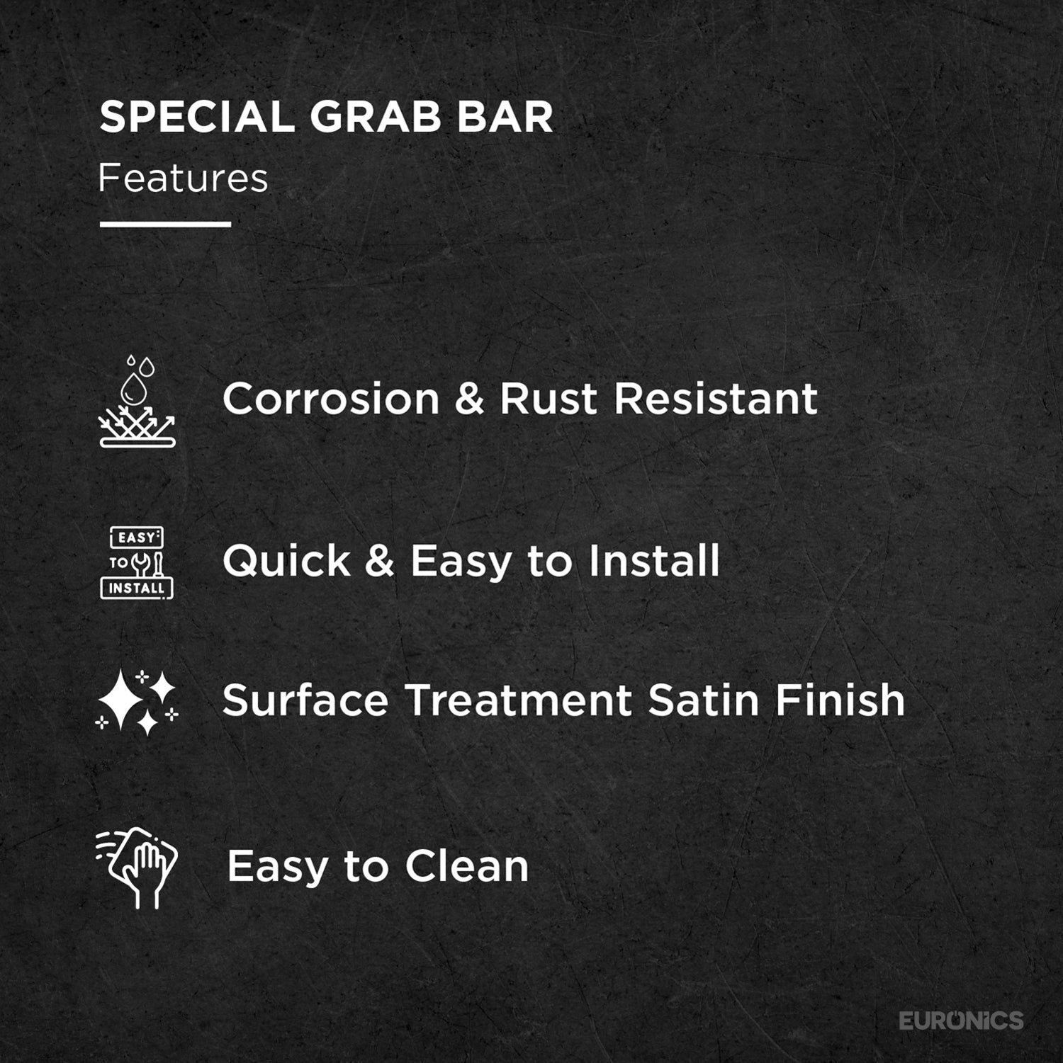 ESGR10 Foldable Wall-Mounted Grab Bar with Anti-Slip Grip