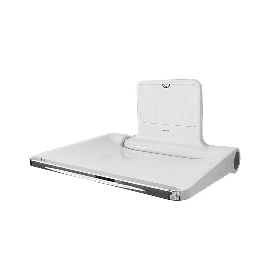 Image of White wall-mounted washroom shelf with integrated tissue holder for hygiene and convenience