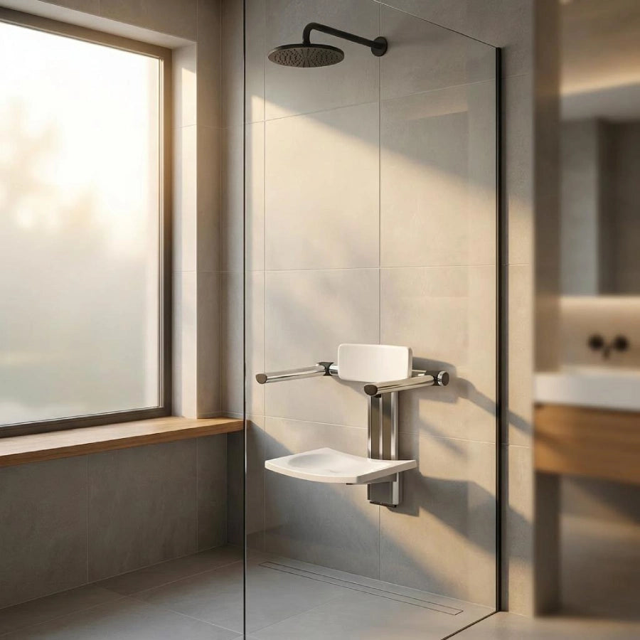 Foldable & Height-Adjustable Wall-Mounted Shower Seat