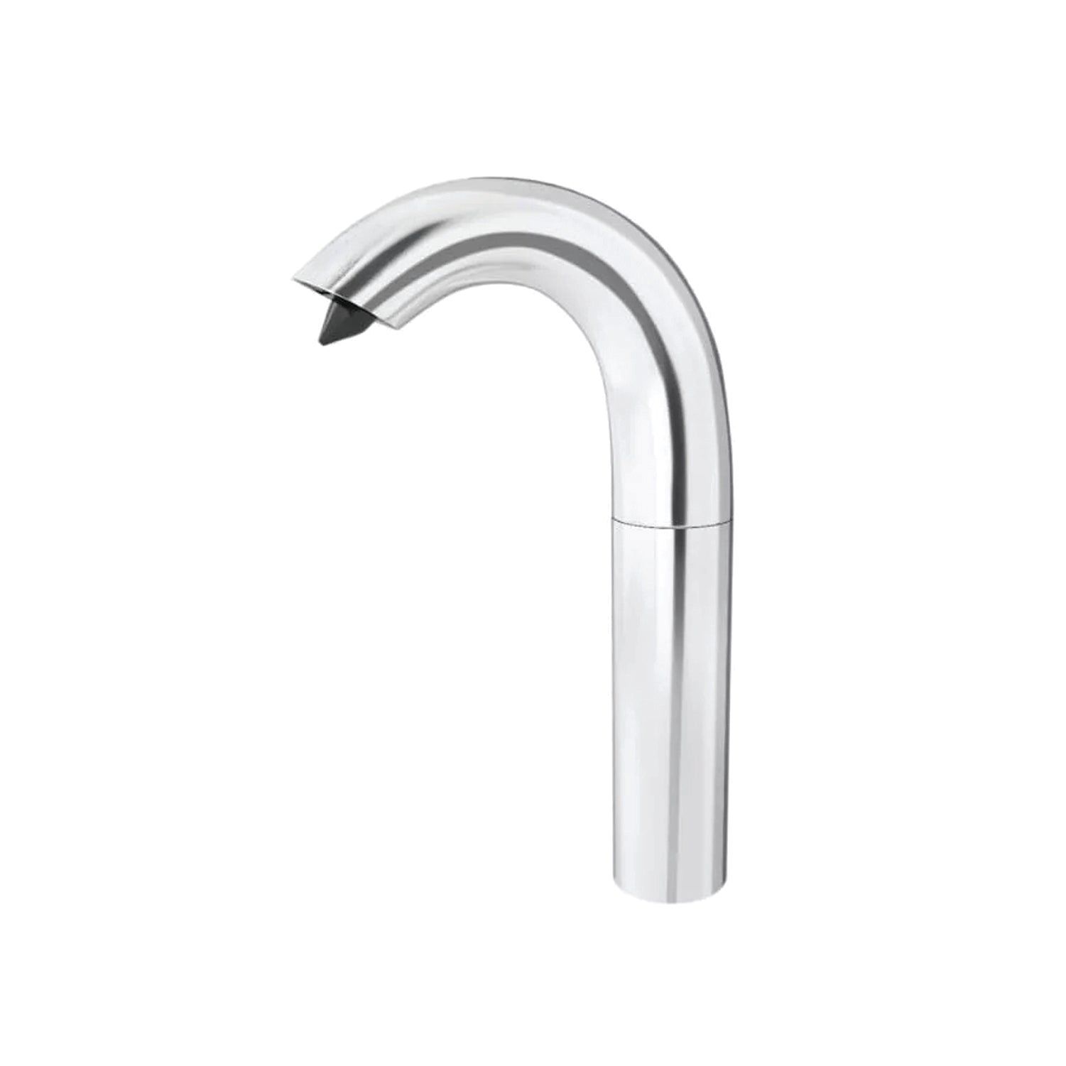 Image of Modern chrome bathroom faucet with curved spout for washroom hygiene and convenience