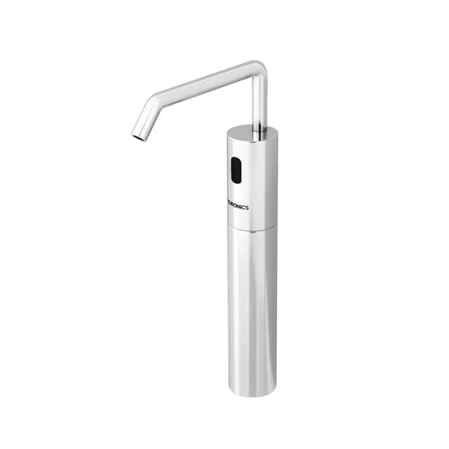 Image of Sleek chrome automatic soap dispenser for modern washroom hygiene and convenience