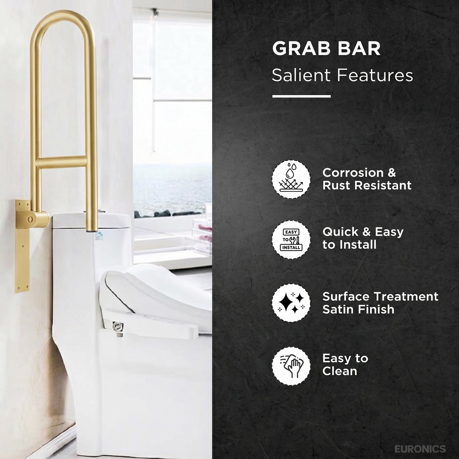 Image of EGRS02 Swing-Type Stainless Steel Grab Bar for WC Areas