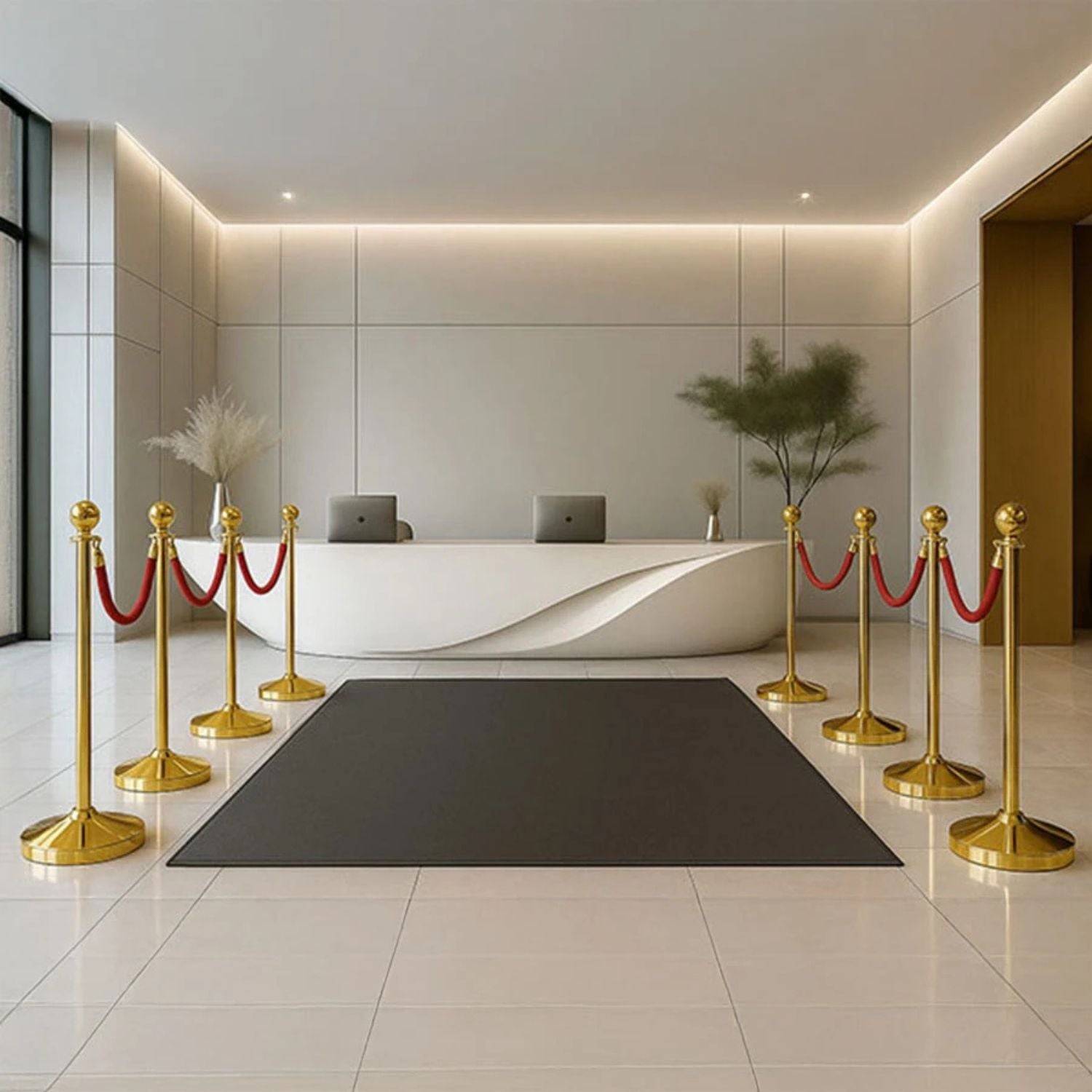 GEQM3G Gold Classic Post Rope Barrier Luxury Gold-Finish Rope Barrier System for Premium Queue Management