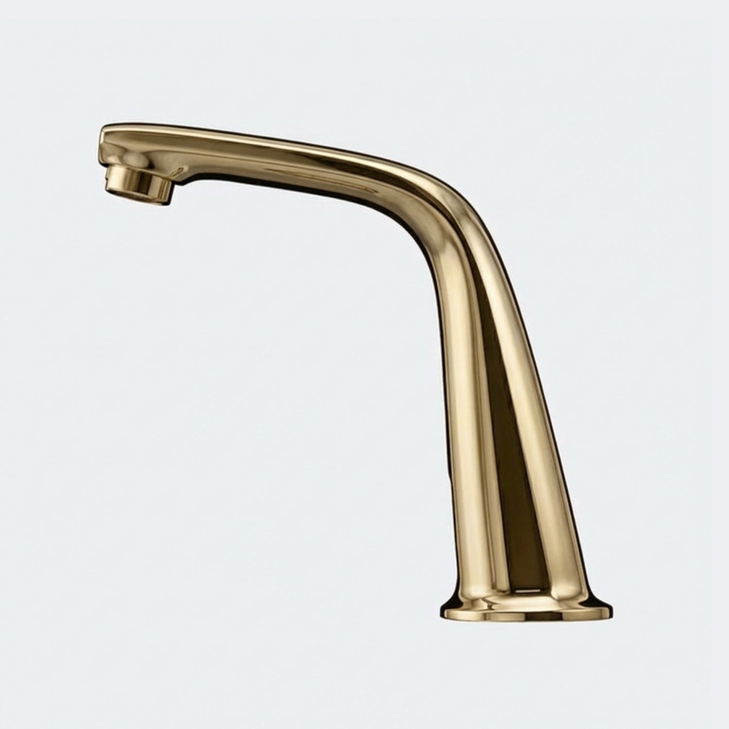 Image of Luxury gold bathroom faucet with sleek curved spout for modern washroom design
