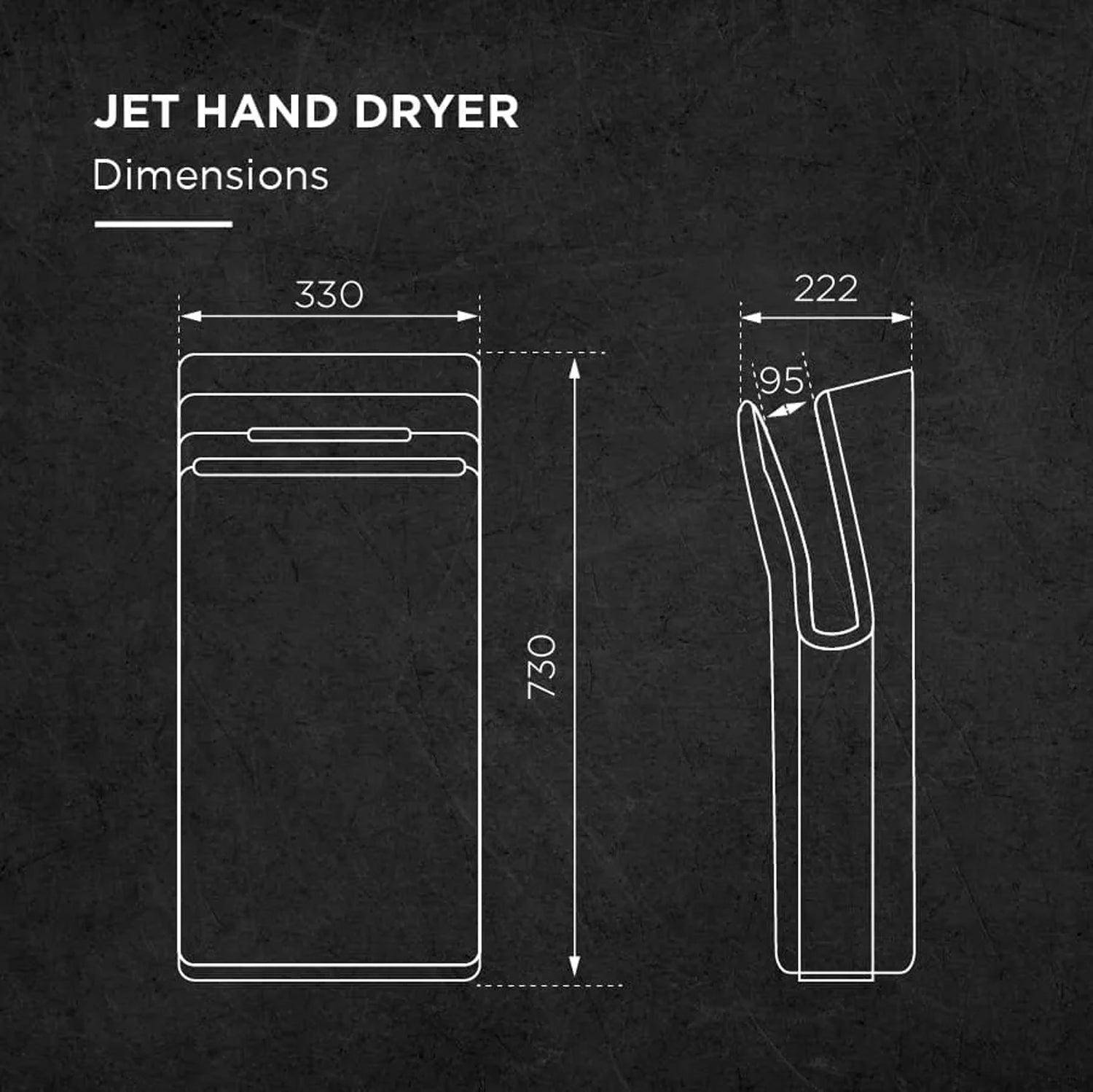 Image of SJD2S | Jet Automatic Hand Dryer (Brush Motor) Premium Stainless-Steel Jet Automatic Hand Dryer for High-Traffic Commercial Washrooms