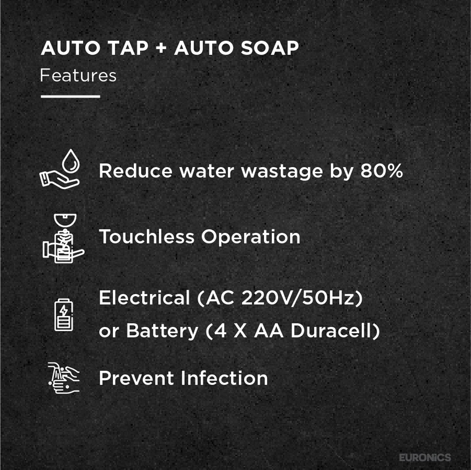 Image of KSDT10 — Auto Tap + Auto Soap Compact Integrated Touch-Free Tap & Soap System for Commercial Washrooms - eur-GKSDT10