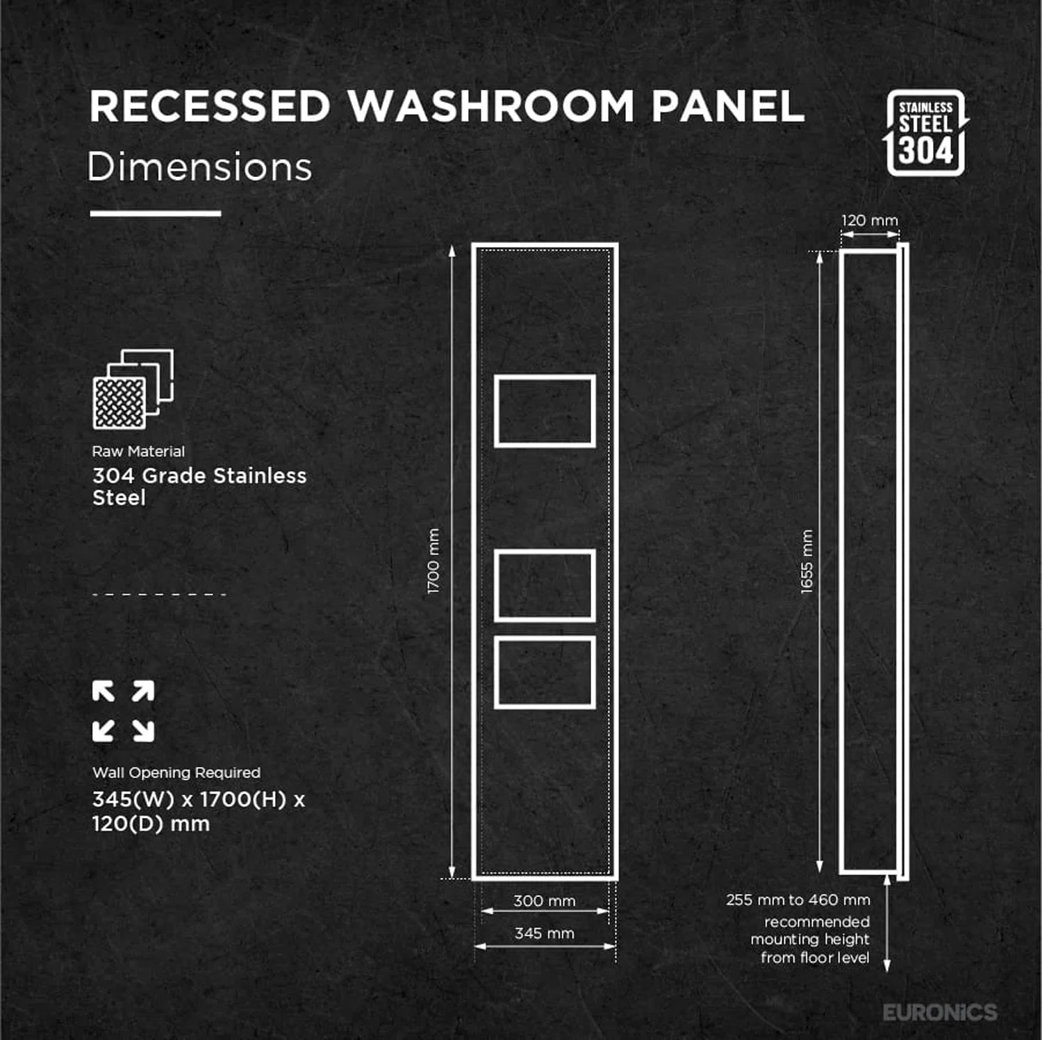 KMR2NE — All-in-One Washroom Panel

Hand Dryer + Tissue Dispenser + Waste Receptacle (Surface Mounted)
