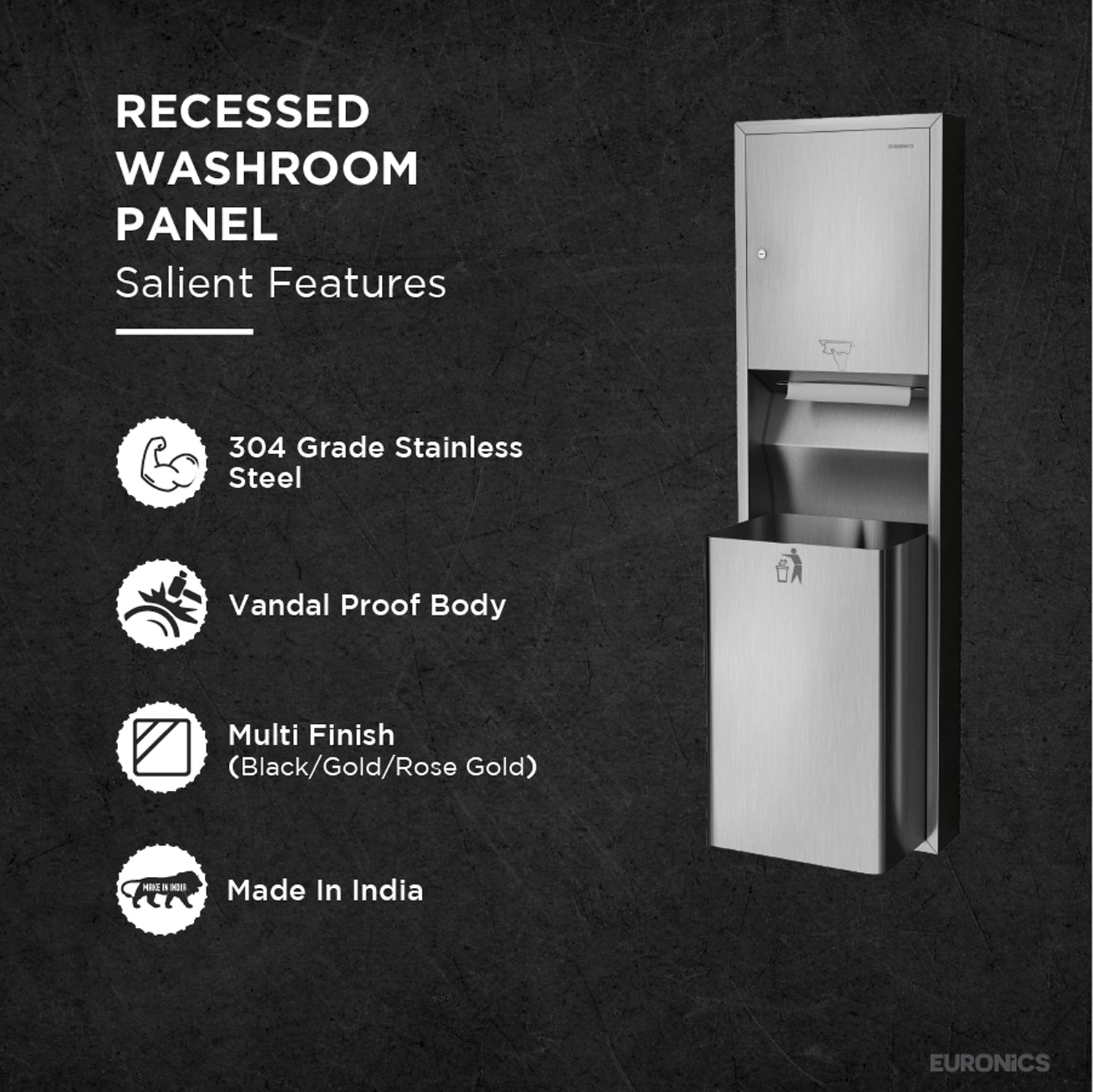 Image of KPD2E — Washroom Panel

Tissue Dispenser + Waste Receptacle (Surface Mounted)