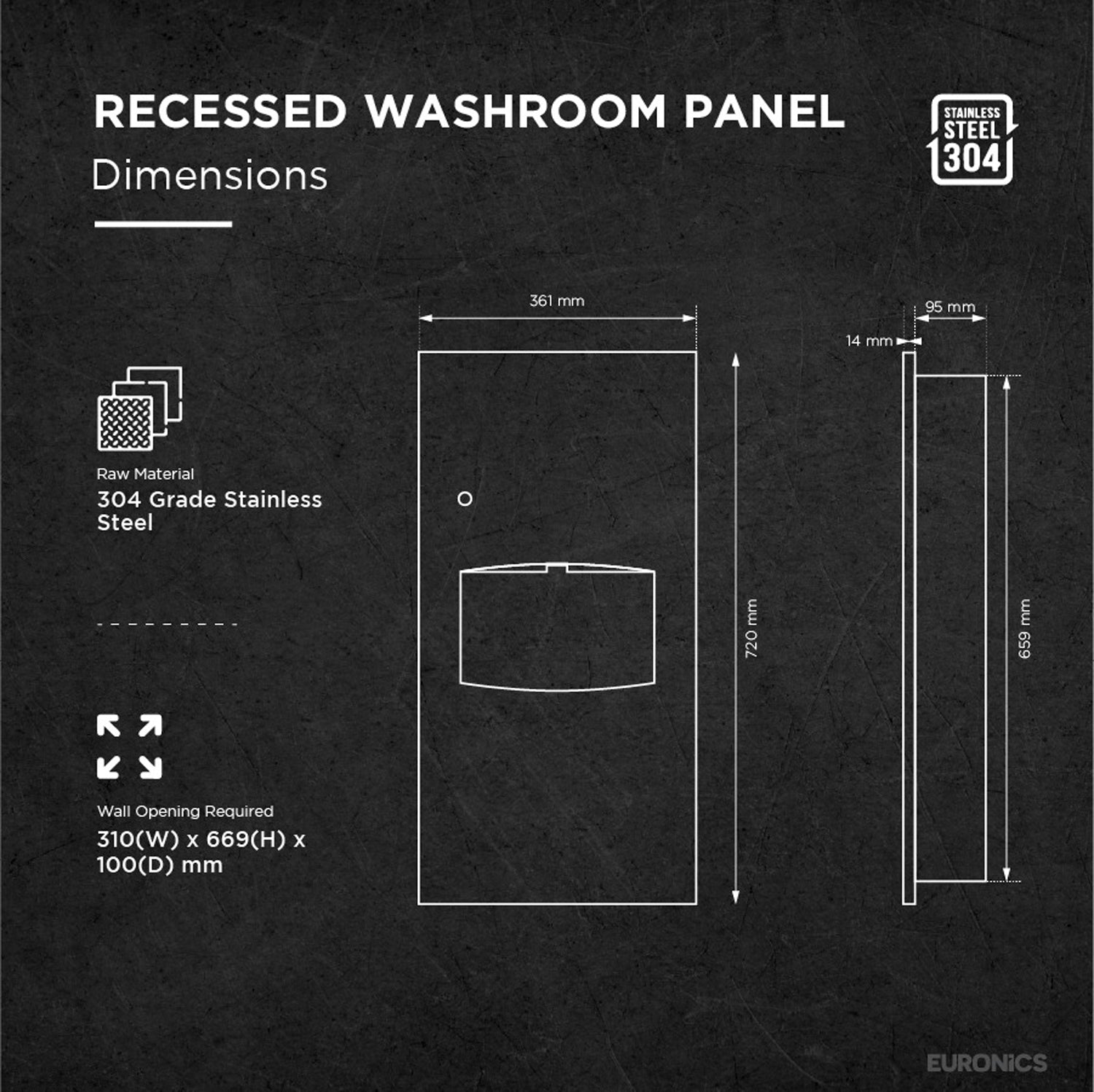 Image of KPD3S — Tissue Dispenser + Waste Receptacle (Mini) Compact Recessed Paper Towel & Waste Management Unit for Premium Washrooms