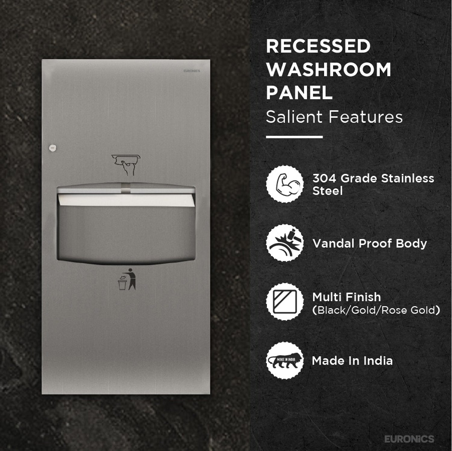 KPD3S — Tissue Dispenser + Waste Receptacle (Mini) Compact Recessed Paper Towel & Waste Management Unit for Premium Washrooms