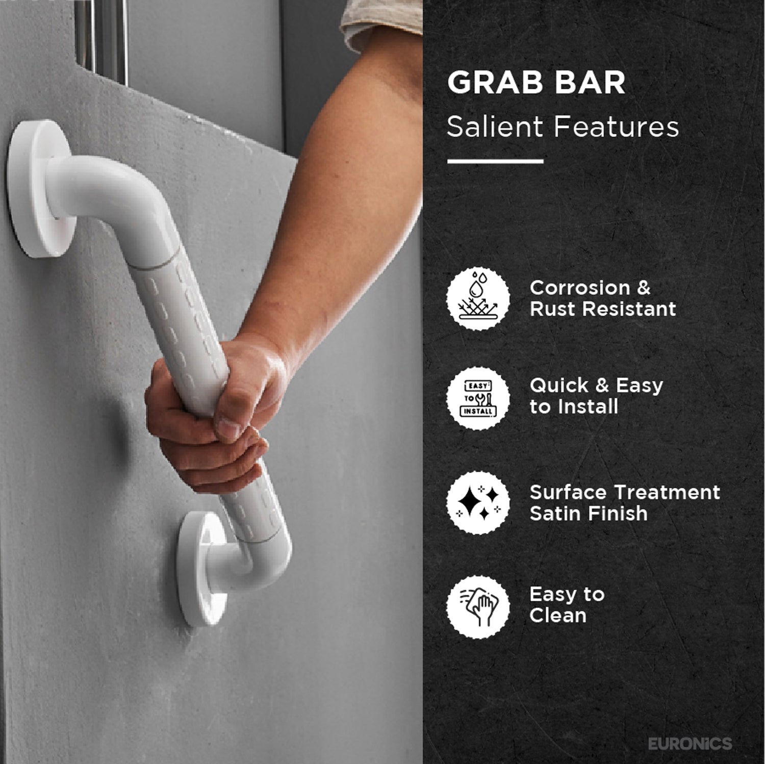 NGR01 300MM -Nylon-Coated Stainless Steel Grab Bar for WC Areas