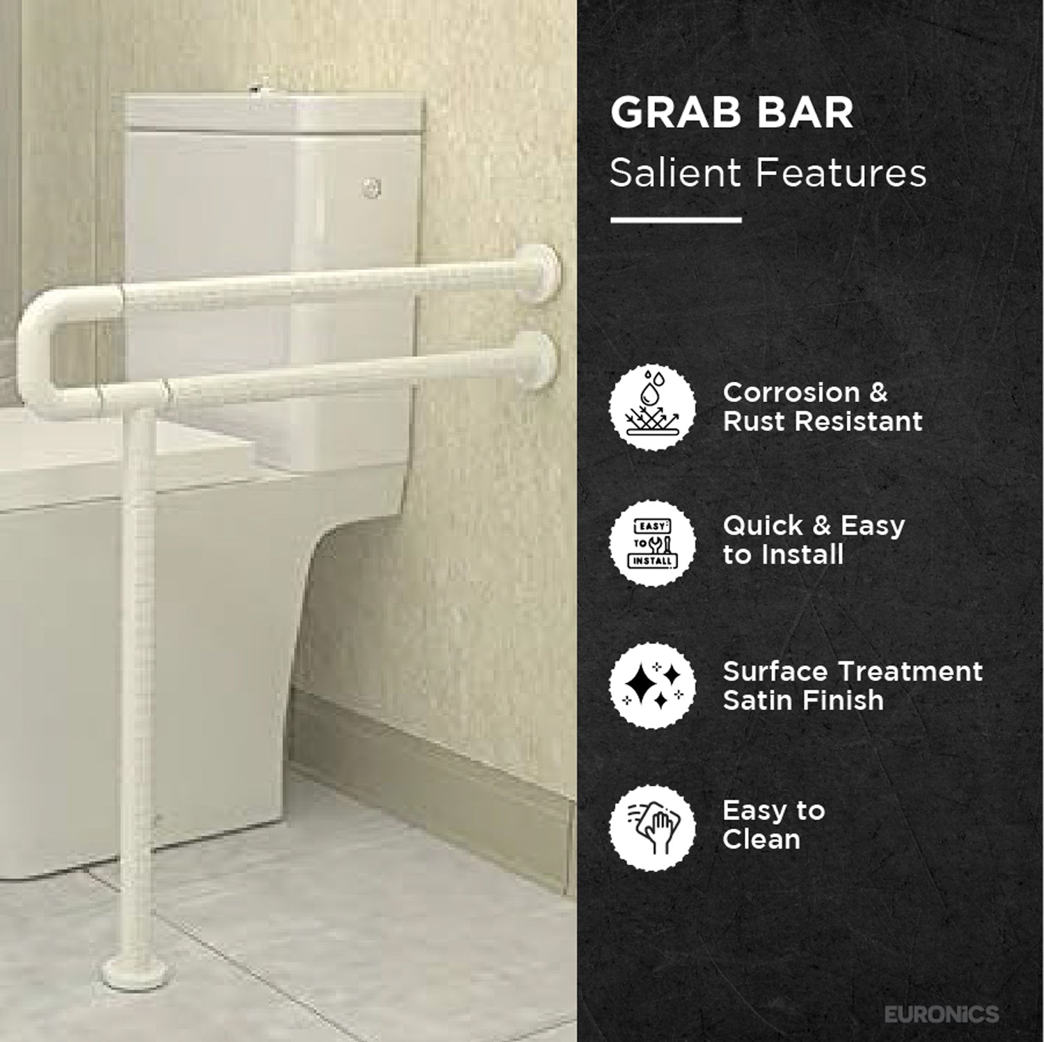 Image of NGR03 U Nylon-Coated Stainless Steel U-Shaped Grab Bars for Washbasin & Urinal Areas
