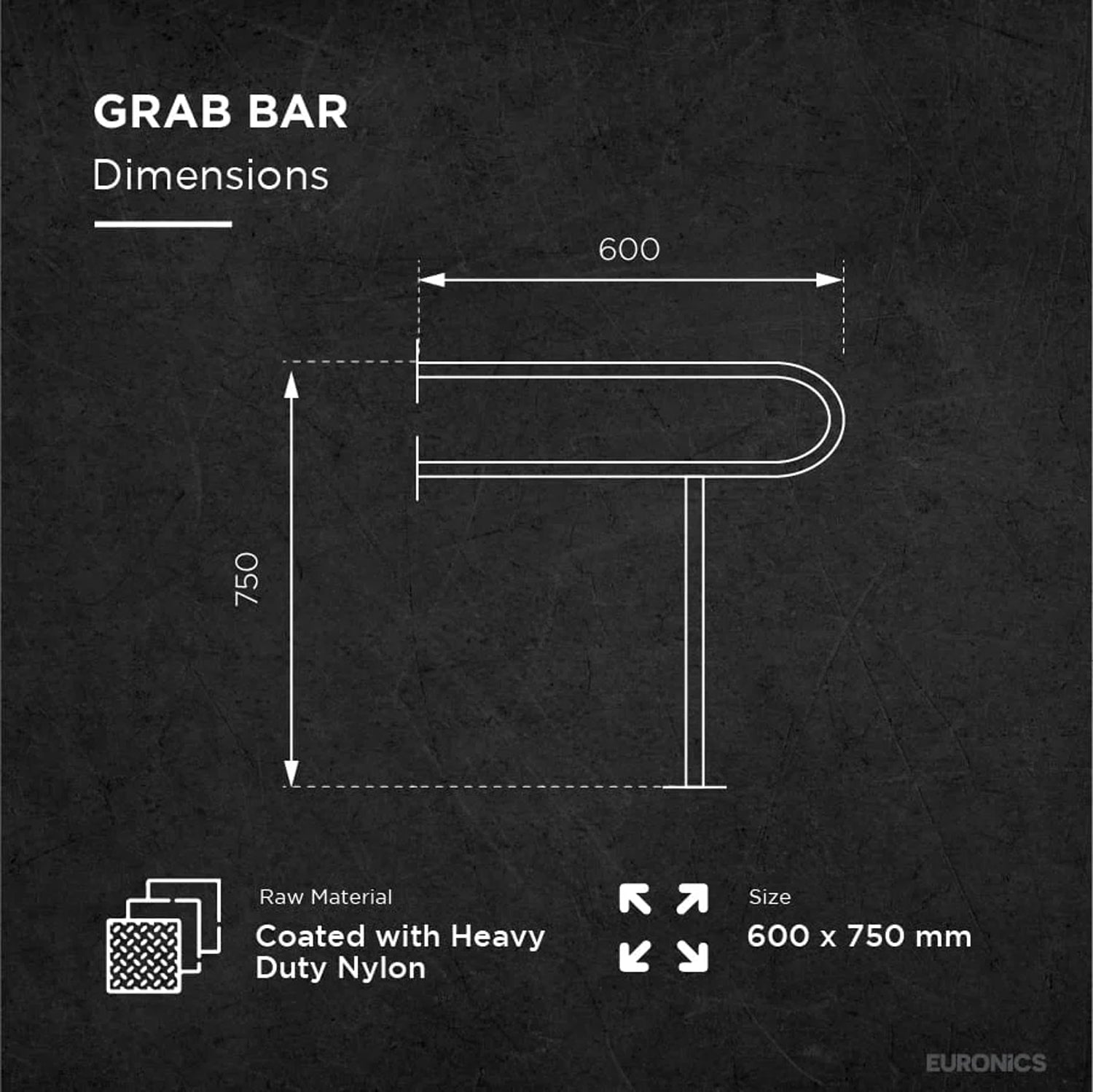 Image of NGR03 U Nylon-Coated Stainless Steel U-Shaped Grab Bars for Washbasin & Urinal Areas