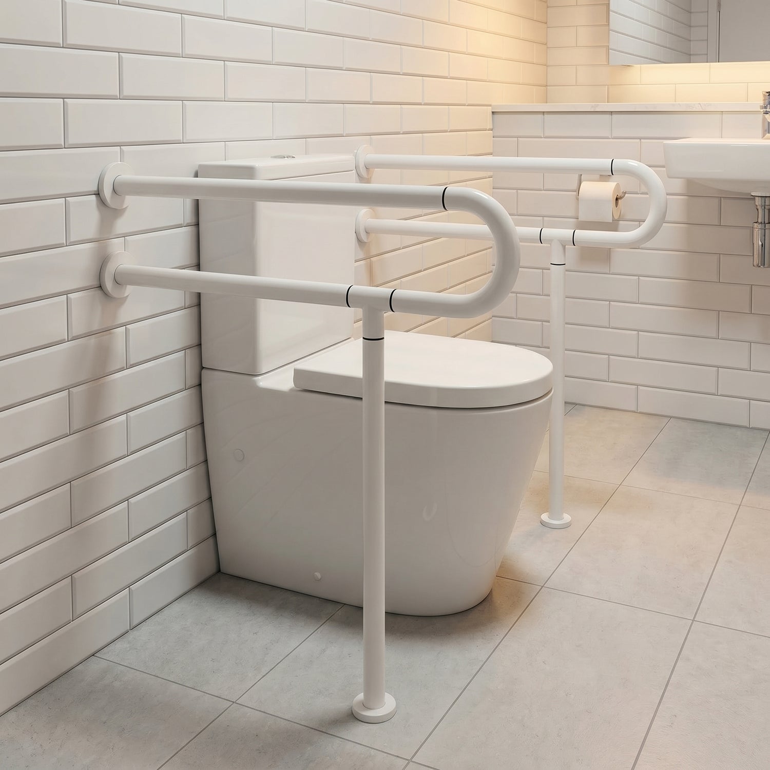 Image of NGR03 U Nylon-Coated Stainless Steel U-Shaped Grab Bars for Washbasin & Urinal Areas