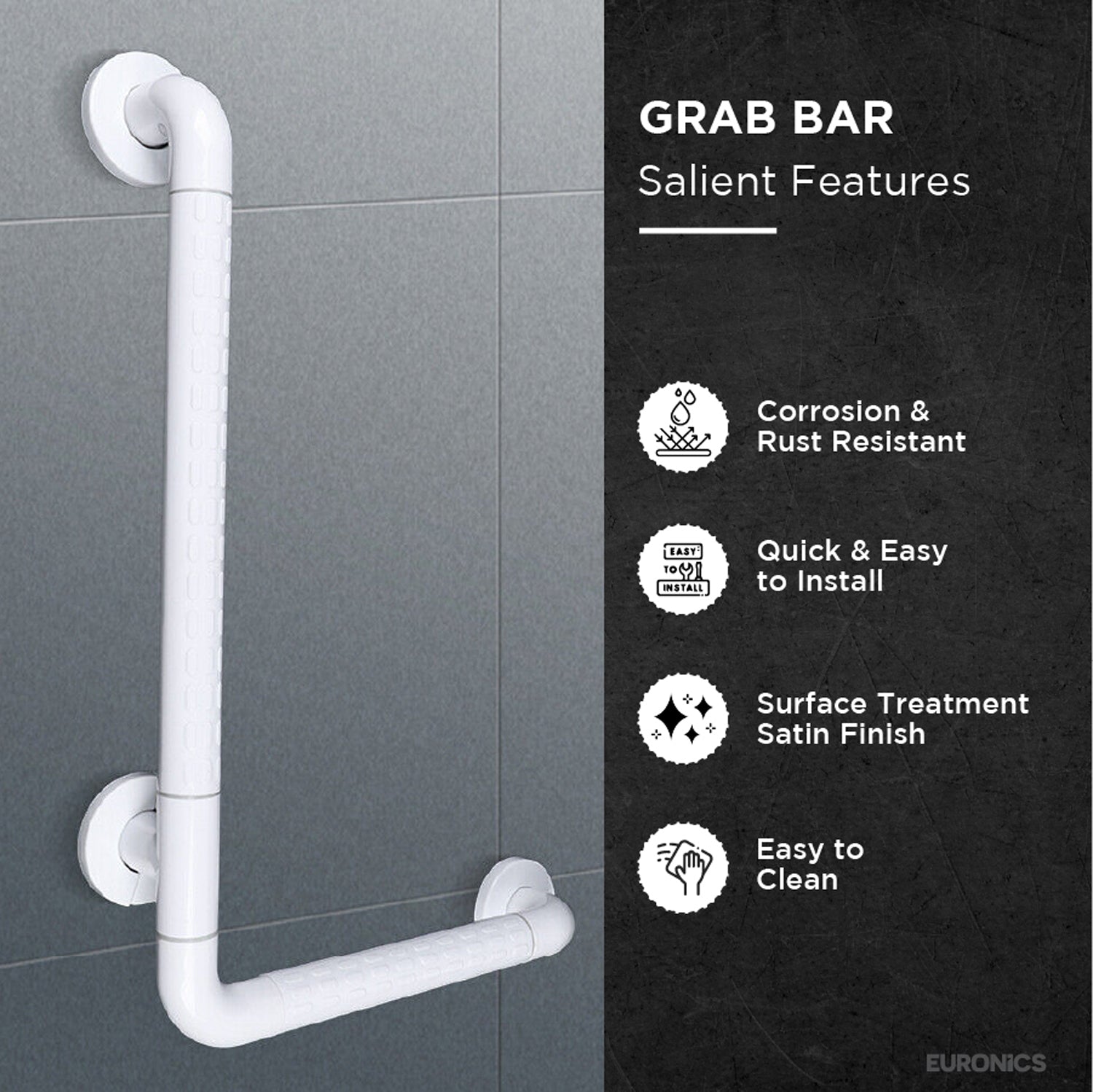 NGR04 L Nylon-Coated Stainless Steel L-Shaped Grab Bar for WC Areas