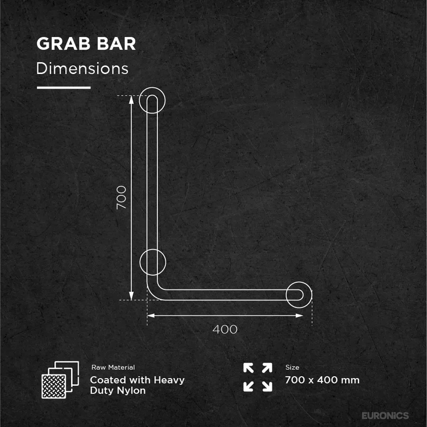 NGR04 L Nylon-Coated Stainless Steel L-Shaped Grab Bar for WC Areas