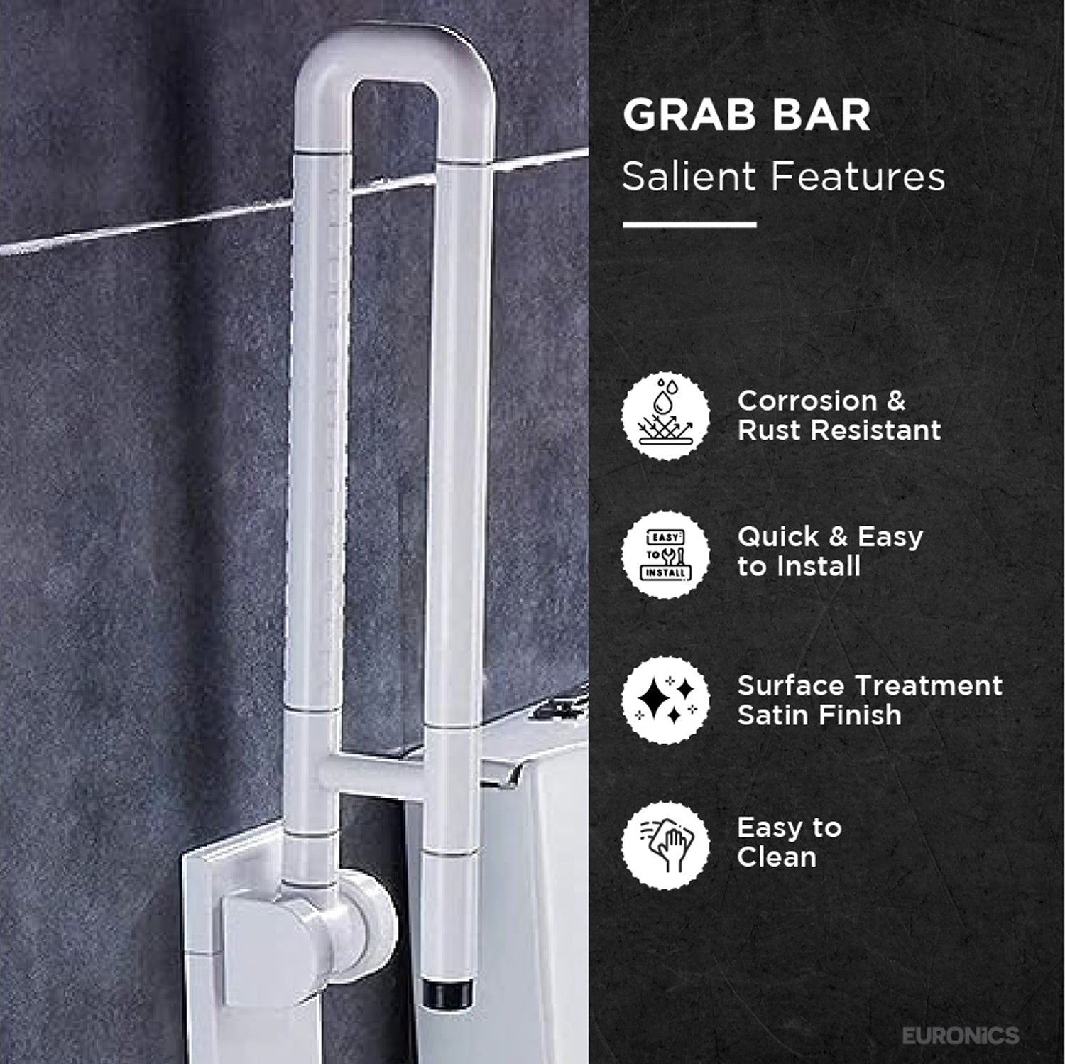 Image of NGRS02 Swing-Type Nylon-Coated Stainless Steel Grab Bar for WC Areas