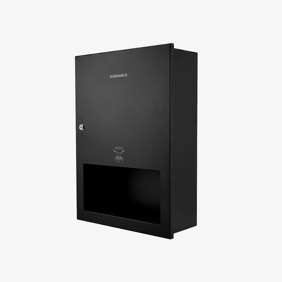 Image of Euronics Industries RHD2 recessed stainless steel hand dryer in black finish