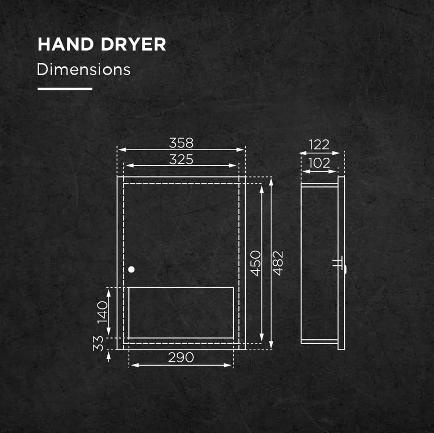 RHD2 | Recessed Automatic Hand Dryer/ Compact Built-In Automatic Hand Dryer for Space-Efficient Commercial Washrooms