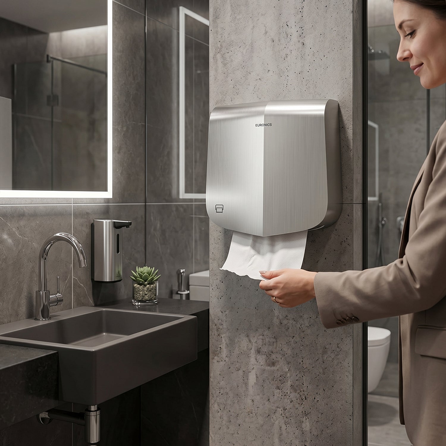 Image of Tierra Premium Manual Stainless Steel Paper Towel Dispenser for Washbasin Areas
