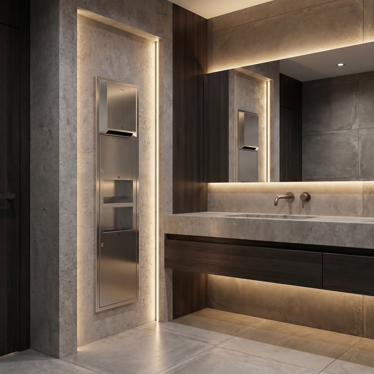 Image of Trimax R5— Recessed All-in-One Washroom Panel

Automatic Paper Roll Dispenser + Hand Dryer + Waste Receptacle