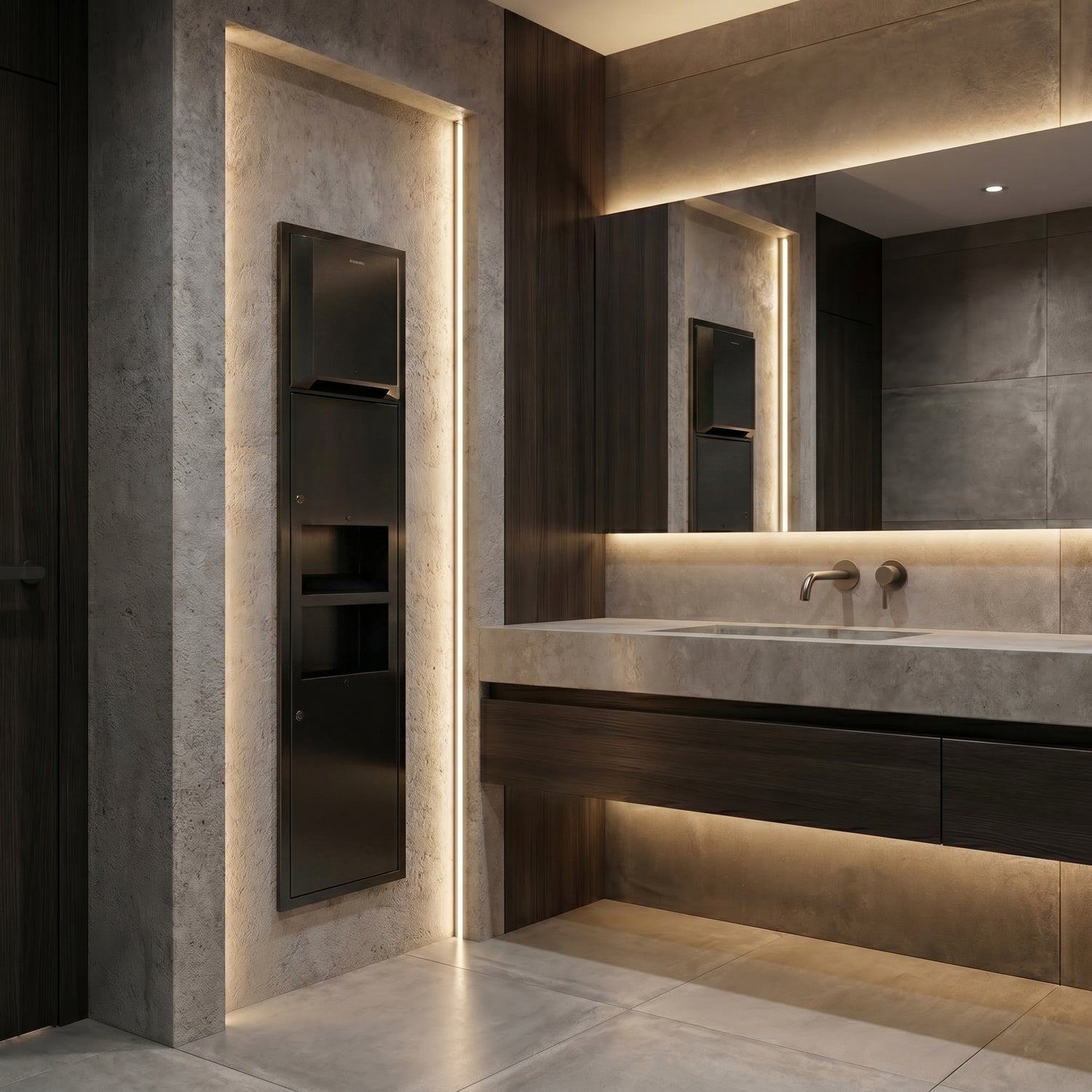 Image of Trimax R5— Recessed All-in-One Washroom Panel

Automatic Paper Roll Dispenser + Hand Dryer + Waste Receptacle