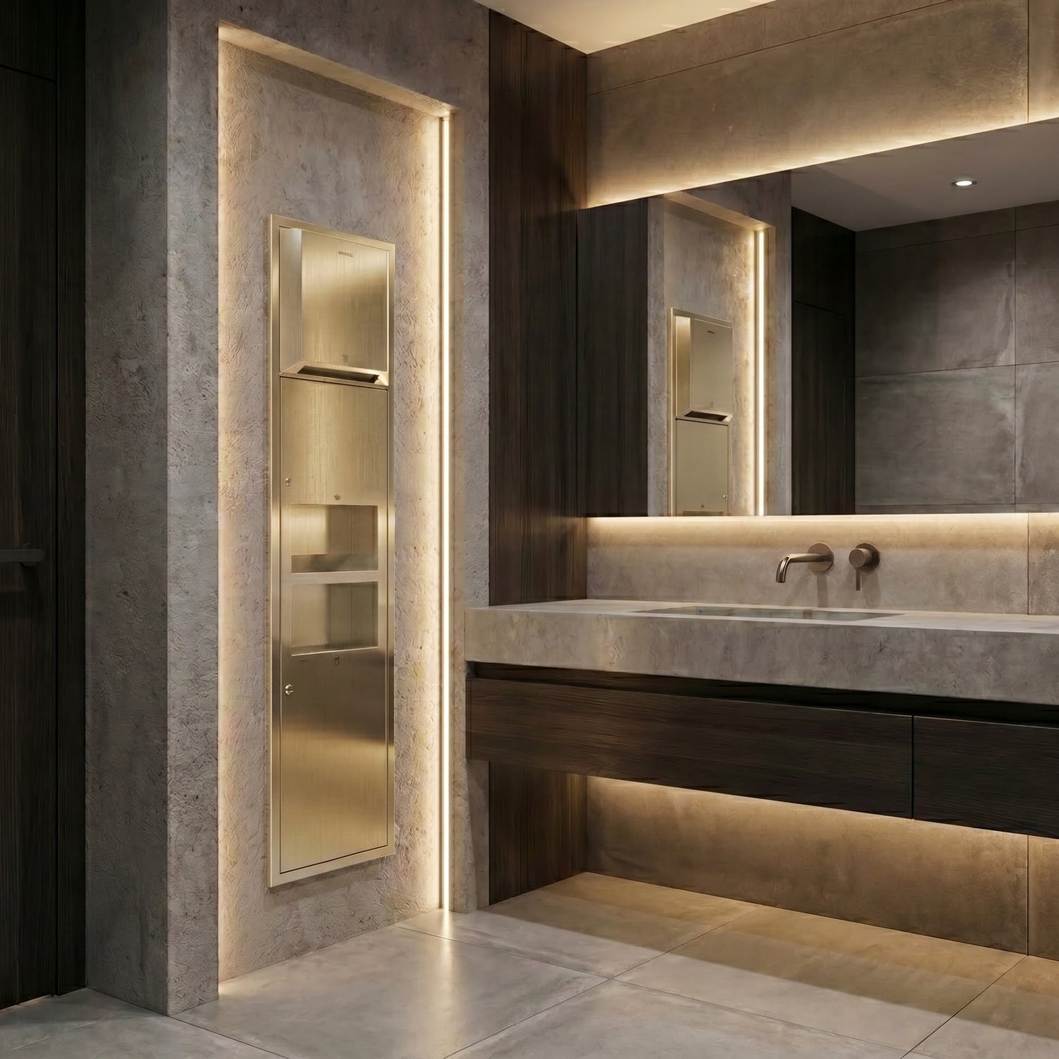 Image of Trimax R5— Recessed All-in-One Washroom Panel

Automatic Paper Roll Dispenser + Hand Dryer + Waste Receptacle