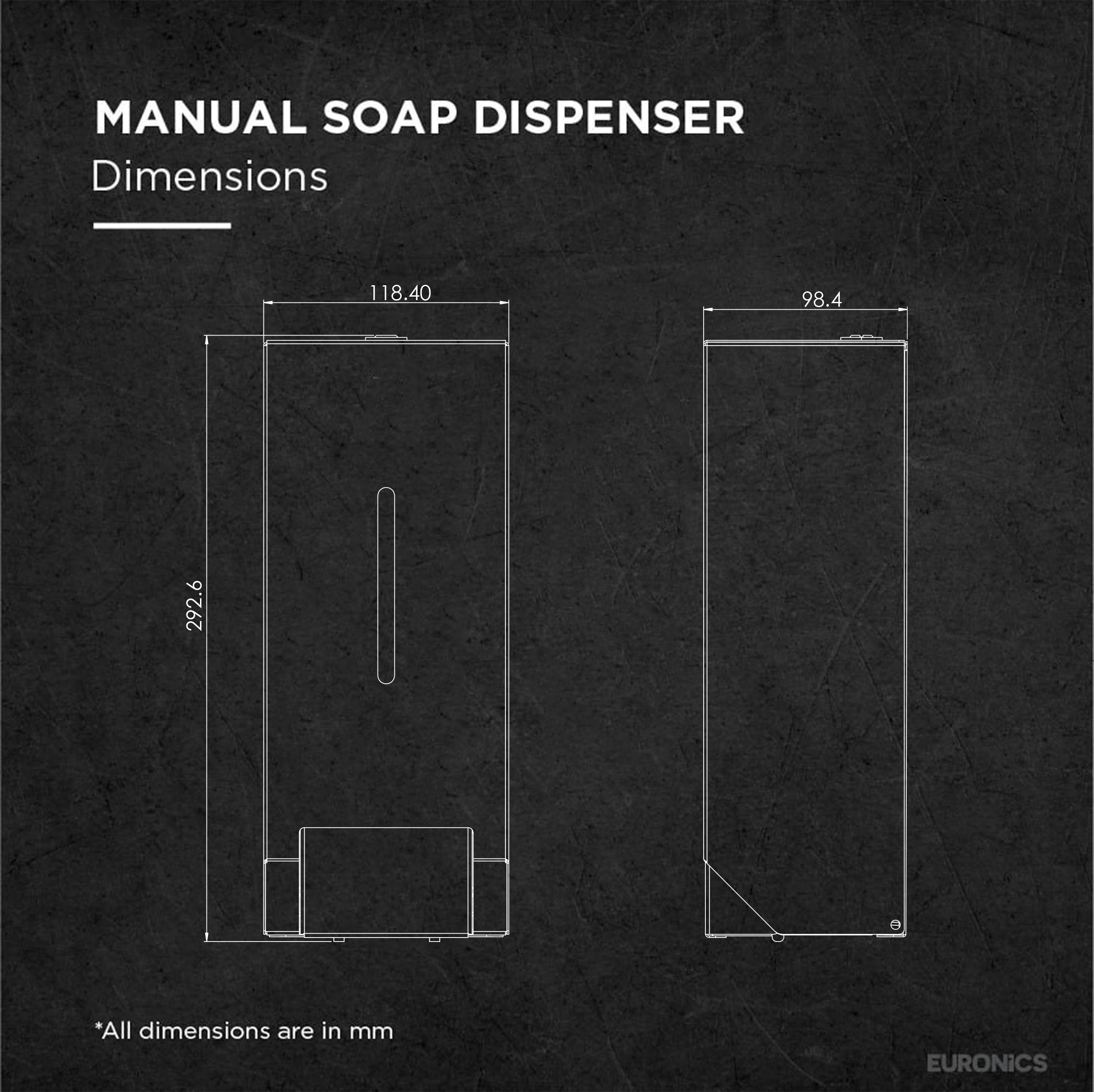 Image of ES15 Wall-Mounted Manual Soap Dispenser – 1000ml SS304