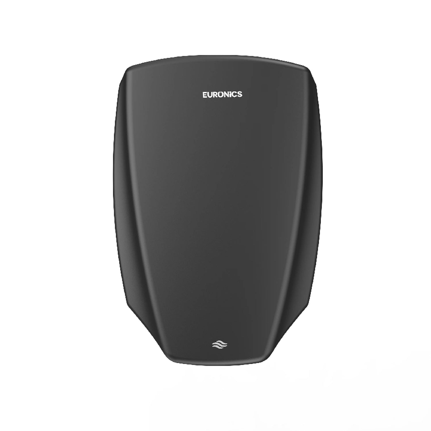 Image of Black Euronics automatic hand dryer for modern washroom hygiene and convenience